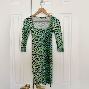 Just Cavalli green multi animal print dress